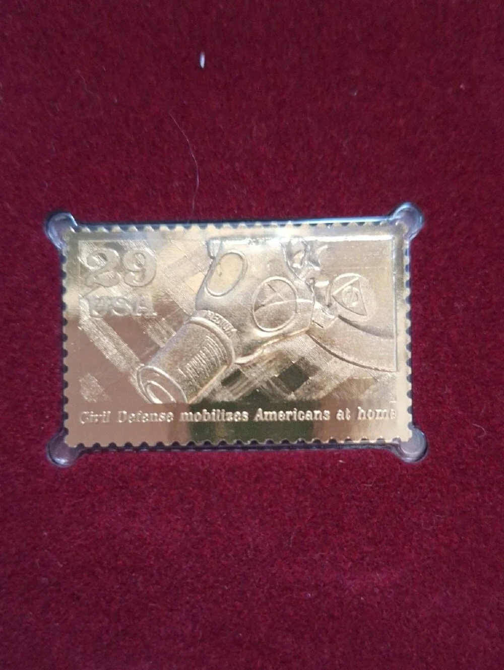 Home Collectible - Maroon and Gold WWII Civil Defense Stamp 1st In Series